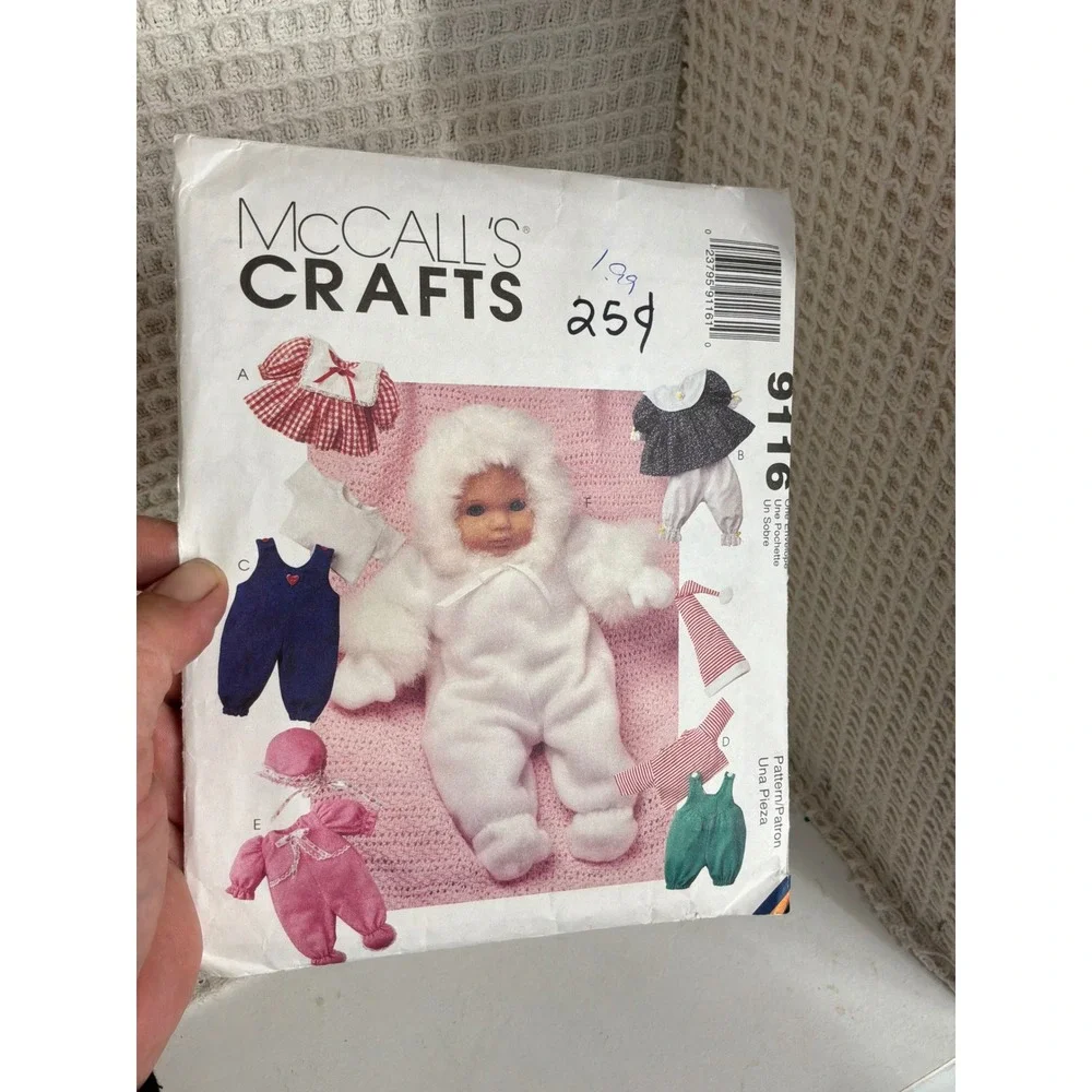 Vintage Baby Doll McCall's Crafts Sewing Pattern 9116 OS Multicolor